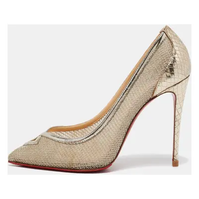 Christian Louboutin Gold Mesh and Leather Neoalta Pumps Size