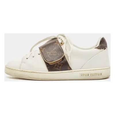 Louis Vuitton White/Brown Monogram Canvas and Leather Frontrow Sneakers Size