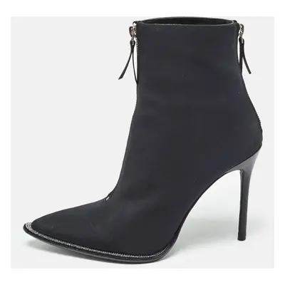 Alexander Wang Black Canvas Pointed Toe Ankle Boots Size