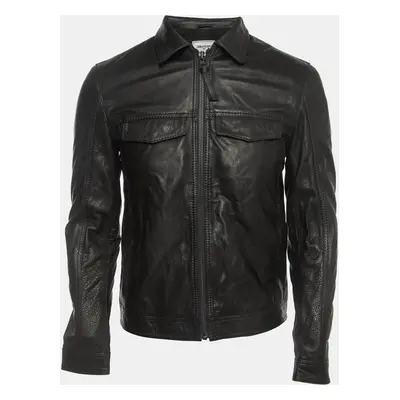 Zadig & Voltaire Black Leather Zip Front Jacket