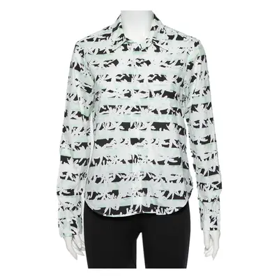 Kenzo White Palm Tree Printed Cotton Button Front Shirt