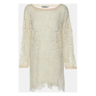 Valentino Cream Lace Knit Fabric Sweater