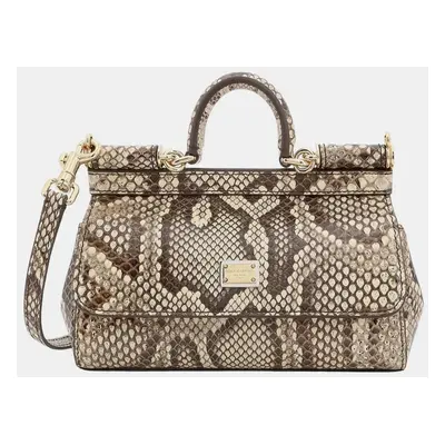 Dolce & Gabbana White Animal Print Leather Handbag