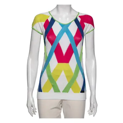 Versace Jeans Couture Multicolor Stripe Cap Sleeves Top