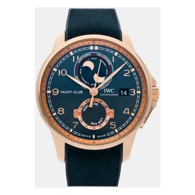 IWC Blue 18k Rose Gold Portuguese Yacht Club IW3440-01 Automatic Men's Wristwatch mm