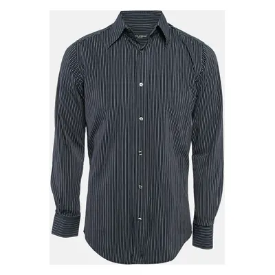 Dolce & Gabbana Blue Striped Cotton Long Sleeve Shirt