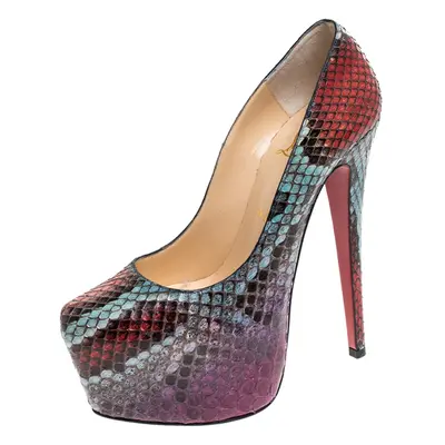 Christian Louboutin Multicolor Python Daffodile Platform Pumps Size