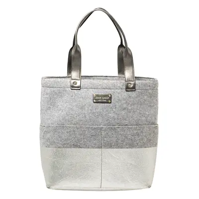 Kate Spade Grey Frosted Wool and Leather Quinn Tote