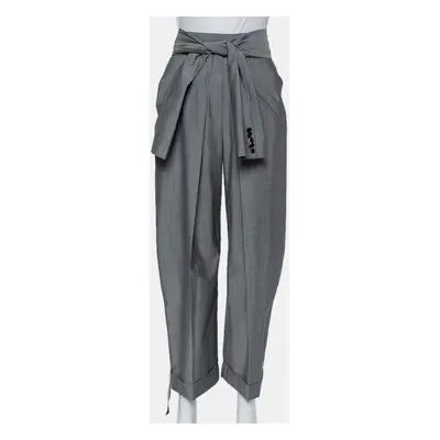 Alexander Wang Grey Wool and Mohair Blend Tie Front Tapered Pants