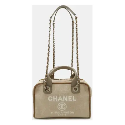 Chanel Beige Canvas Small Deauville Tote Bag