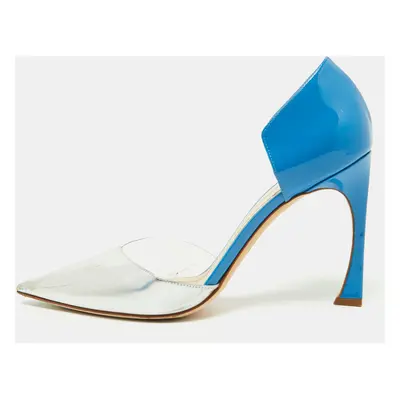 Dior Blue/Silver Patent Leather D'orsay Pumps Size