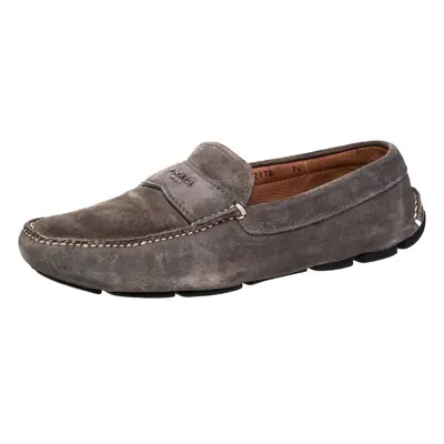 Prada Grey Suede Slip-On Loafers Size 41.5