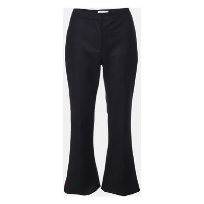 Alexander McQueen Black Wool Side Striped Flared Trouser