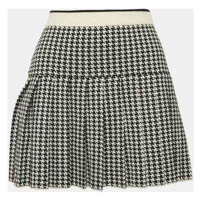 Miu Miu Black/White Houndstooth Wool Pleated Mini Skirt