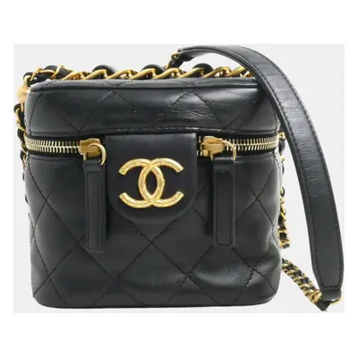 Chanel Black Matelasse Small Vanity Chain Shoulder Bag