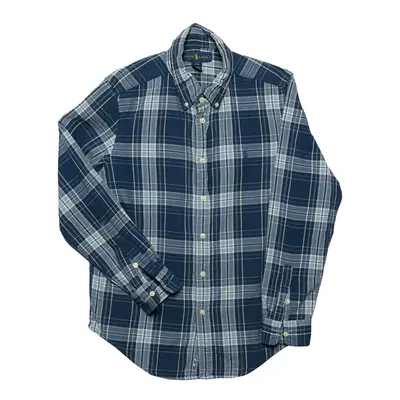 Ralph Lauren Blue Checkered Cotton Button Front Shirt