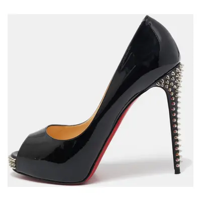 Christian Louboutin Black Patent Leather Very Prive Peep Toe Pumps Size