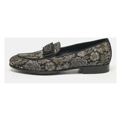 Dolce & Gabbana Black/Metallic Brocade Fabric Loafers 39.5