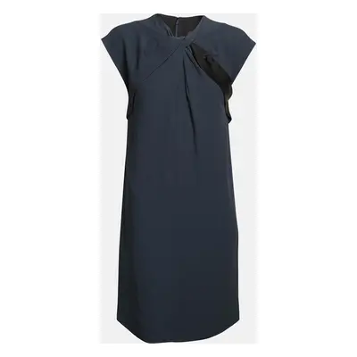 Gucci Navy Blue Crepe Twist Detail Sleeveless Mini Dress