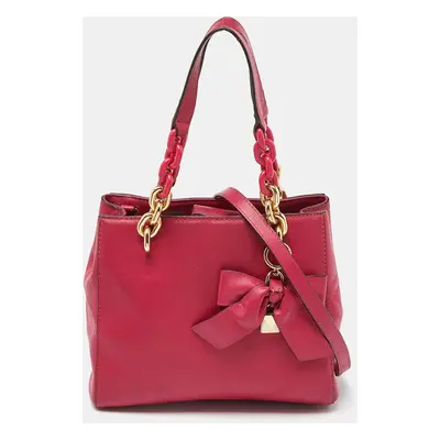 MICHAEL Michael Kors Pink Leather Mini Cynthia Bow Tote