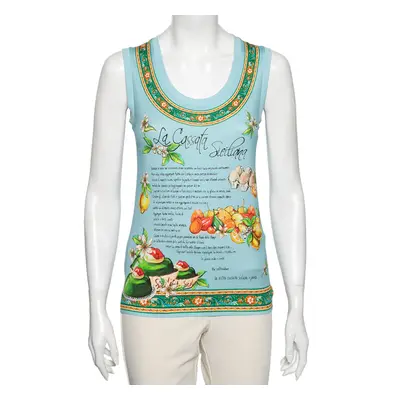 Dolce & Gabbana Blue Cotton La Cassata Siciliana Tank Top