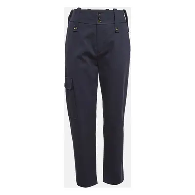 Chloe Deep Navy Blue Gabardine Cotton Cargo Pants