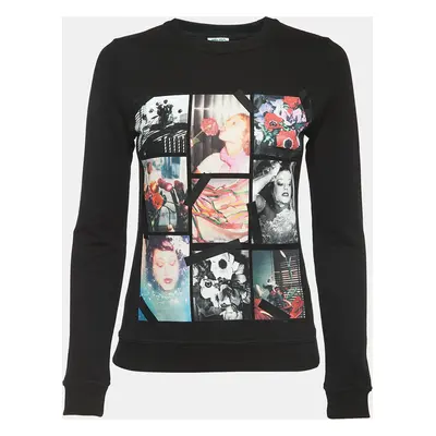 Kenzo Black Graphic Print Cotton Crew Neck Sweatshirt