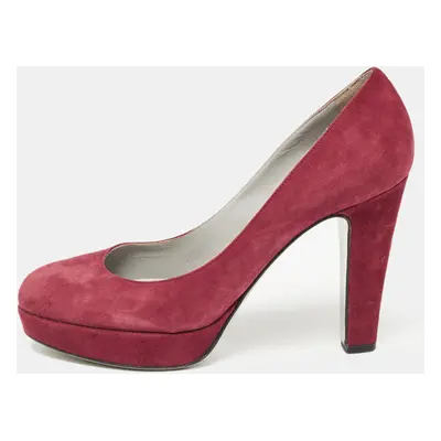 Sergio Rossi Burgundy Suede Platform Pumps Size