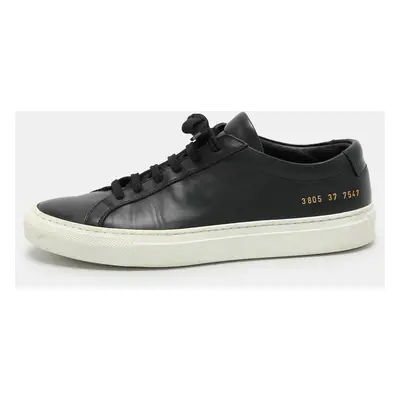 Common Projects Black Leather Low Top Sneakers Size