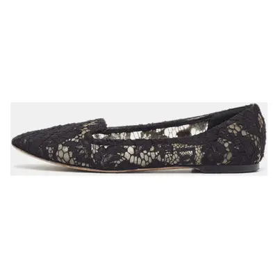 Dolce & Gabbana Black Lace Smoking Slippers Size