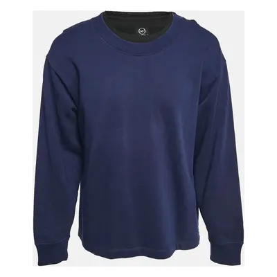 McQ by Alexander McQueen Blue Cotton Knit Layered Sweatshirt