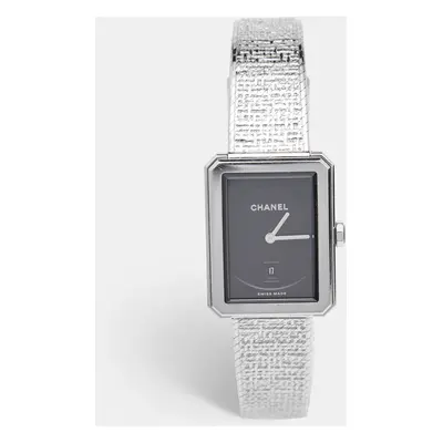 Chanel Blck Stainless Steel Boy-Friend Tweed H4878 Women's Wristwatch