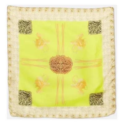 Etro Green Printed Silk Pocket Square