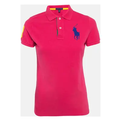 Ralph Lauren Pink Embroidered Cotton Pique Polo T-Shirt