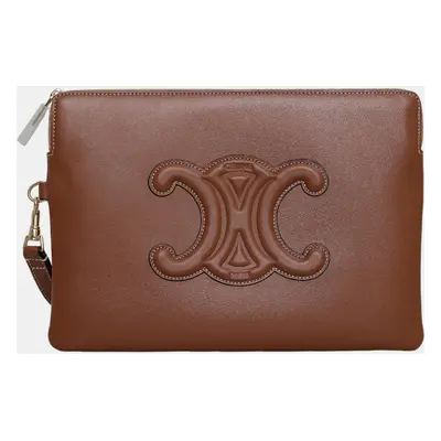 Celine Brown Leather Triomphe Clutch Bag