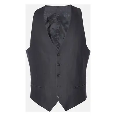 Armani Collezioni Grey Striped Wool Blend Vest