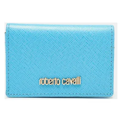 Roberto Cavalli Turquoise Leather Card Case