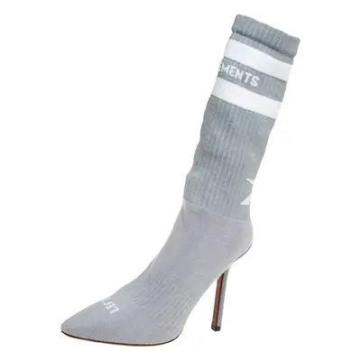 Vetements Grey Knit Fabric Reflective Sock Boots Size