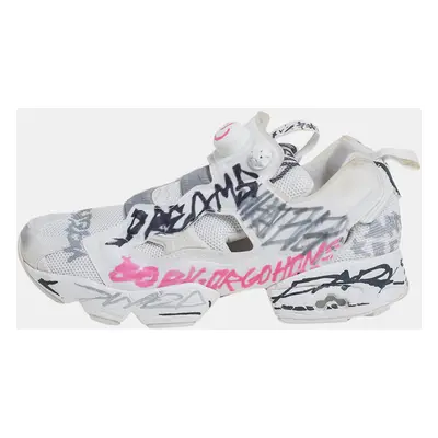 Vetements x Reebok White Doodle Print Fabric And Mesh Instapump Fury Low Top Sneakers Size