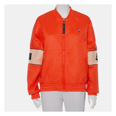 P.E Nation Orange Perforated Synthetic Bomber Jacket