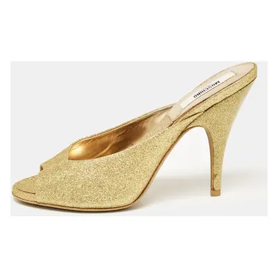 Moschino Gold Glitter Slide Sandals Size