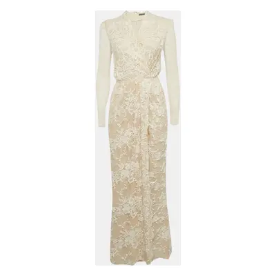 Alexander McQueen White Floral Pattern Lace Wrap Style Gown