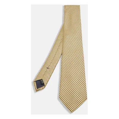 Ermenegildo Zegna Yellow Diagonal Striped Silk Tie