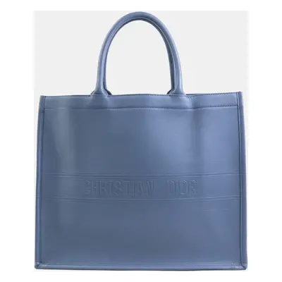 Dior Blue Leather Large Book Tote Bag