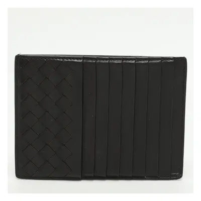 Bottega Veneta Brown Leather Intrecciato Card Holder