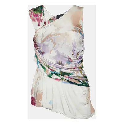 Just Cavalli Multicolor Printed Jersey Draped Sleeveless Top