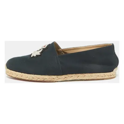 Christian Louboutin Navy Blue Canvas Nanou Orlato Espadrille Flats Size