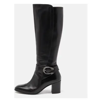 Gucci Black Leather Dionysus Elizabeth Calf Boots Size