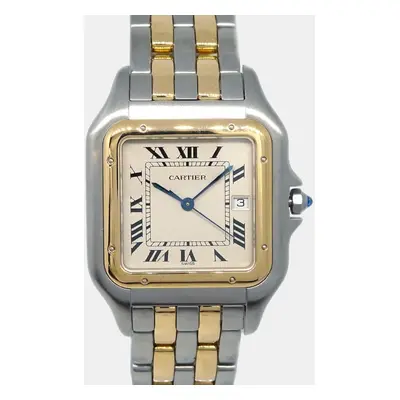 Cartier Beige 18k Yellow Gold Stainless Steel Panthere Quartz Women's Wristwatch mm