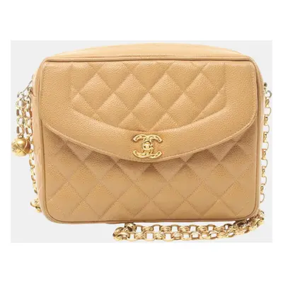 Chanel Beige Caviar Skin Matelasse Shoulder Bag